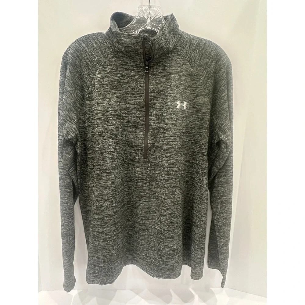 Under Armour Women Tech Twist 1/4 Zip Pullover Gray Space Dye Activewear Large